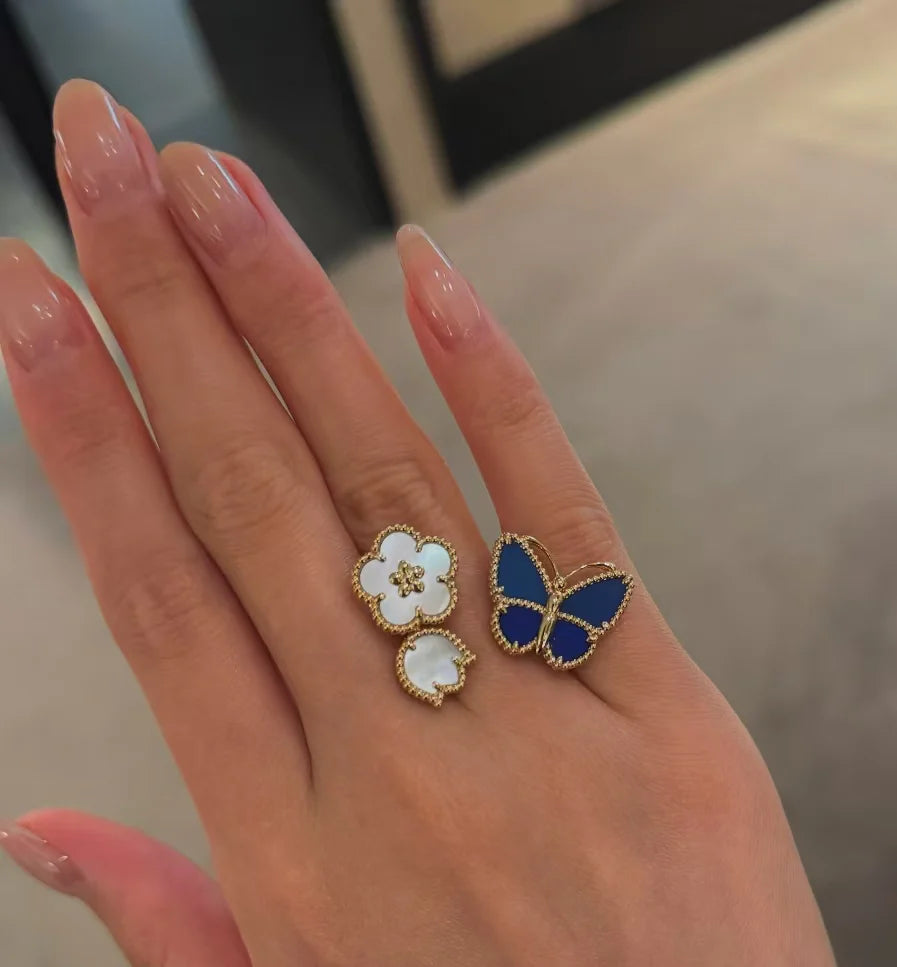[BLAUE TRÄNEN]KLEE-ONYX-RING GOLD DIAMANT