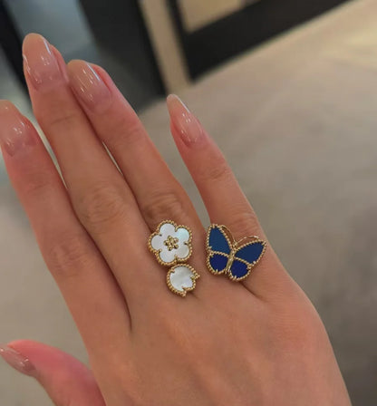 [BLAUE TRÄNEN]KLEE-ONYX-RING GOLD DIAMANT