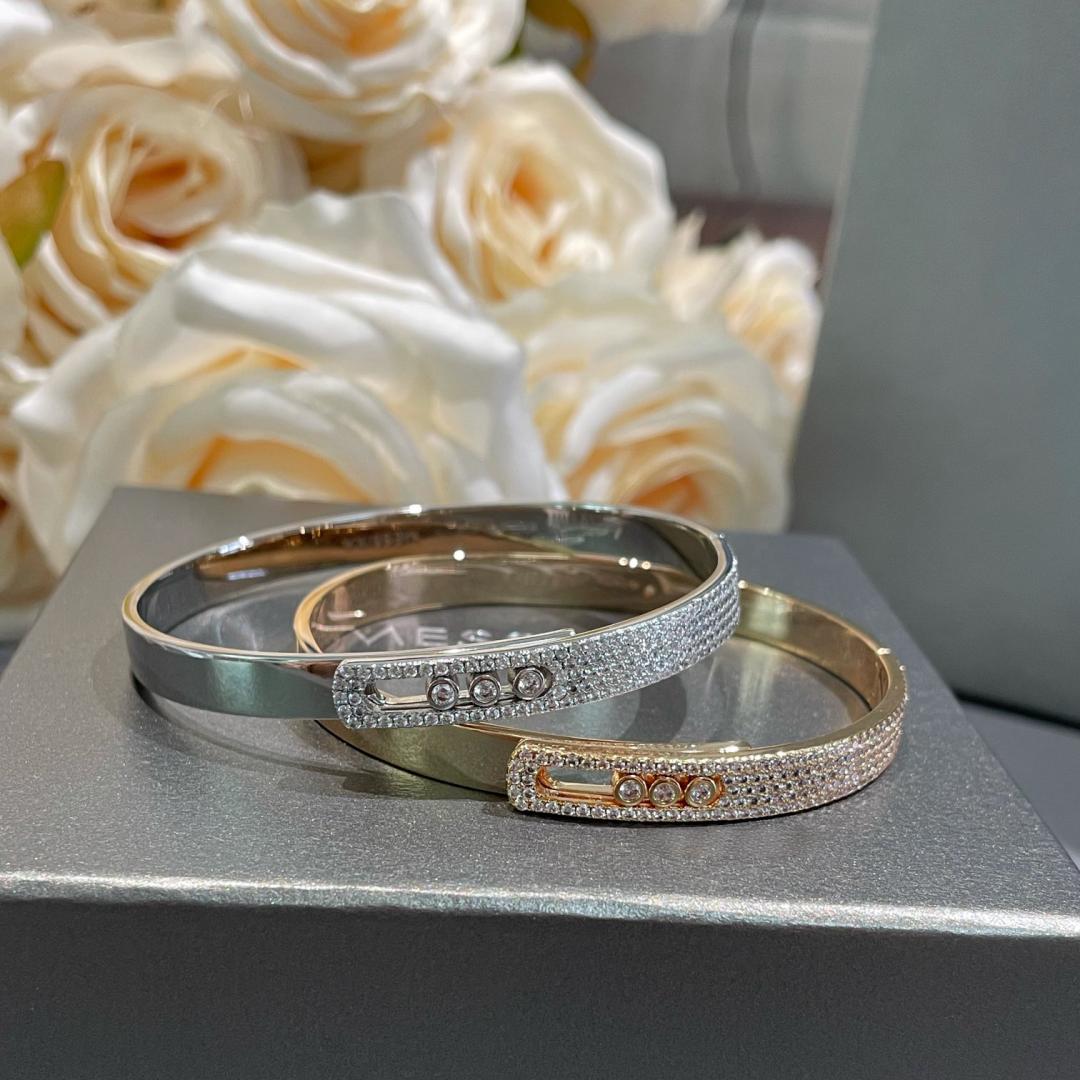 [Blue Tears Jewelry]Move Noa Rose Gold Pav¨¦ Diamond Bangle Bracelet