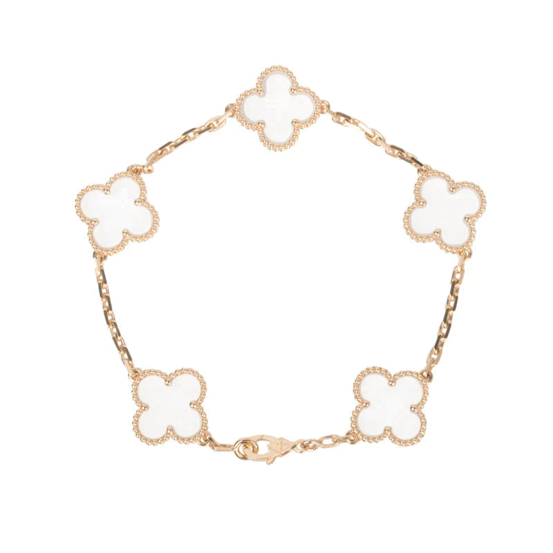 [BLUE TEARS]CLOVER 5 MOTIF ROCK CRYSTAL BRACELET