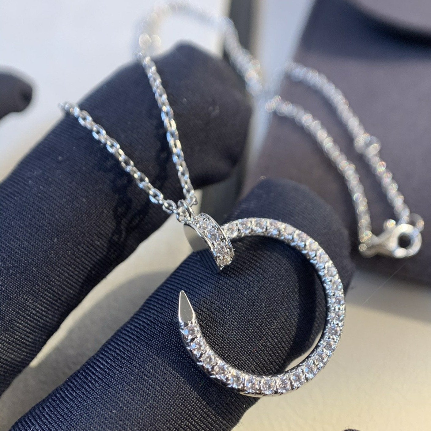 [BLUE TEARS]JUSTE NECKLACE SILVER DIAMONDS