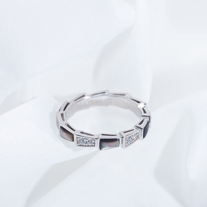 [BLUE TEARS]SERPENTI RING SILVER  DIAMOND BLACK MOP 3MM