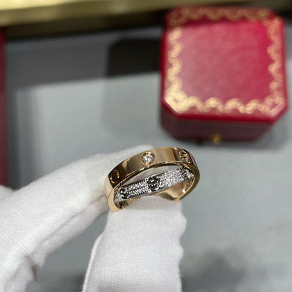 [Blue Tears Jewelry]LOVE PINK GOLD SILVER DIAMOND DOUBLE RING