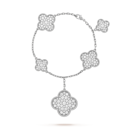 [BLAUE TRÄNEN]KLEE 6 MOTIVE SILBER DIAMANT ARMBAND