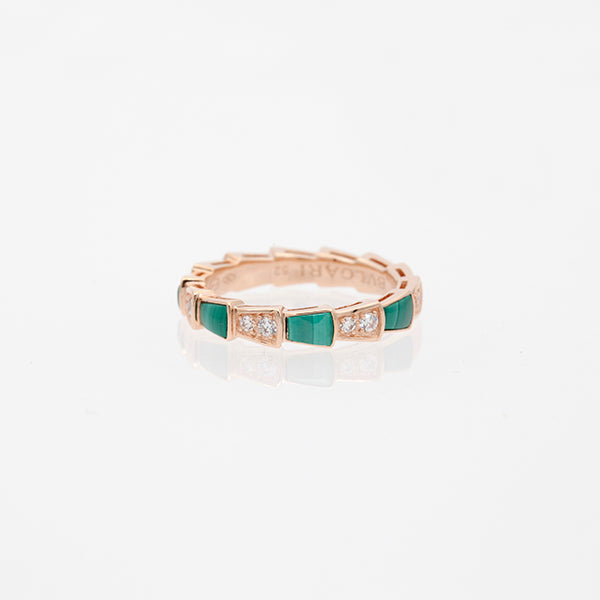 [BLUE TEARS]SERPENTI RING PINK GOLD MALACHITE DIAMOND 3MM
