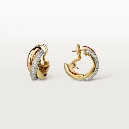 [Blue Tears Jewelry]TRINITY HALF DIAMOND  CLASSIC EARRINGS
