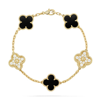 [BLUE TEARS] CLOVER 5 MOTIF ONYXS BRACELET COLLECTION