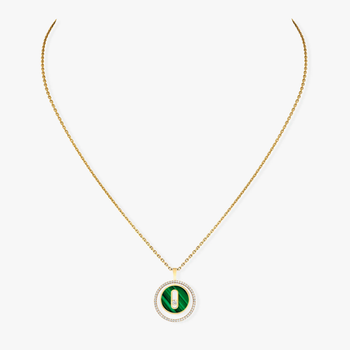 [Blue Tears Jewelry]LUCKY MOVE 1 DIAMOND MALACHITE GOLD DIAMOND NECKLACE