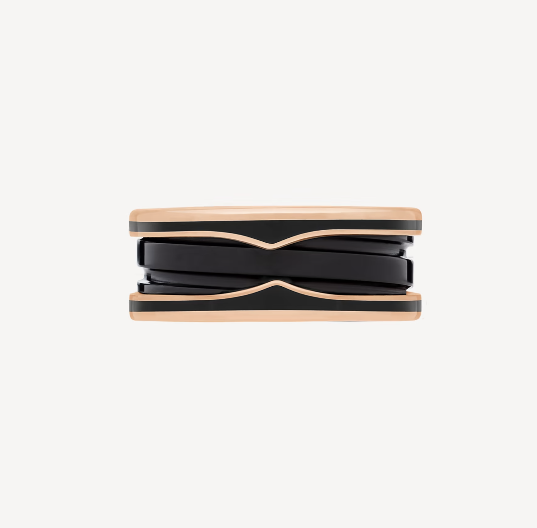 [BLUE TEARS]ZERO 1 TWO-BAND WITH MATTE BLACK CERAMIC PINK GOLD RING