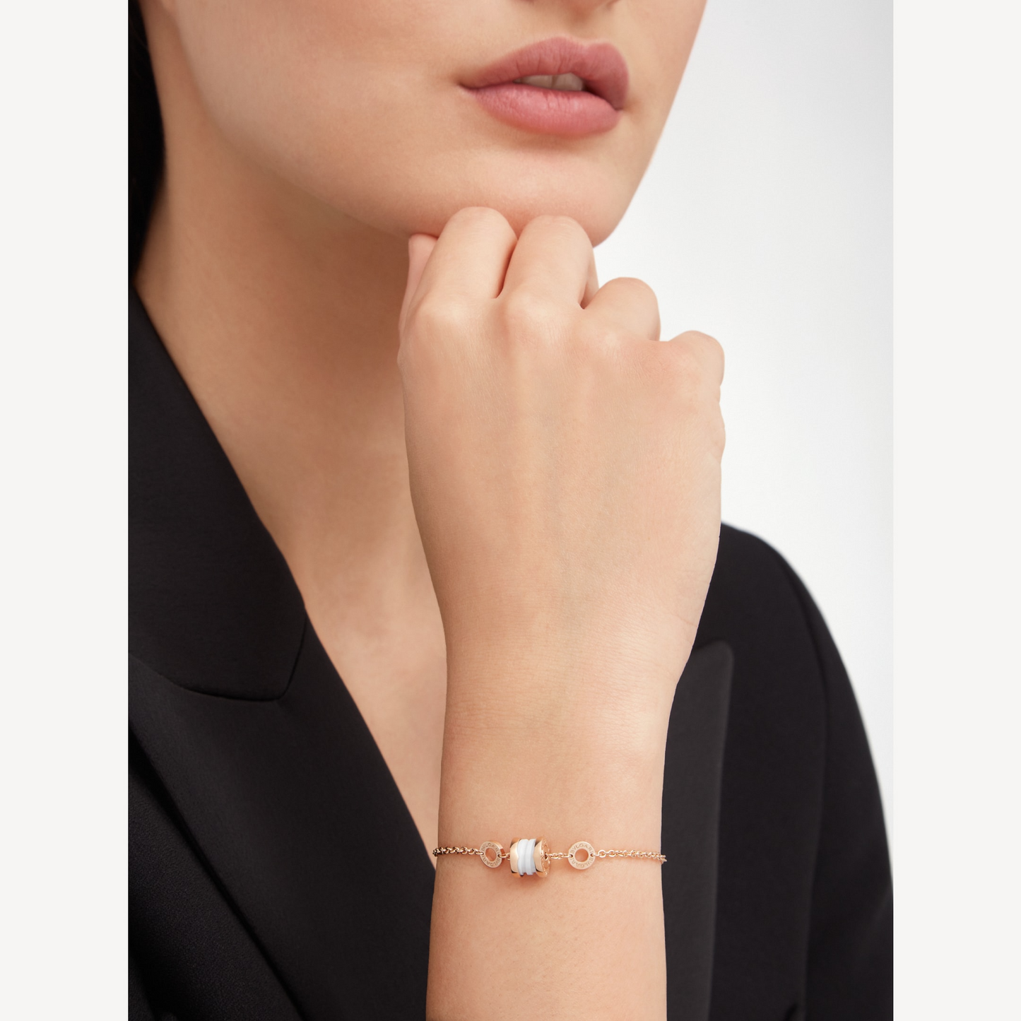 [BLUE TEARS]ZERO 1 SOFT PINK GOLD AND WHITE CERAMIC BRACELET