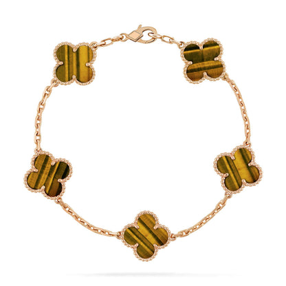 [BLUE TEARS] CLOVER 5 MOTIFS TIGER EYE BRACELET COLLECTION