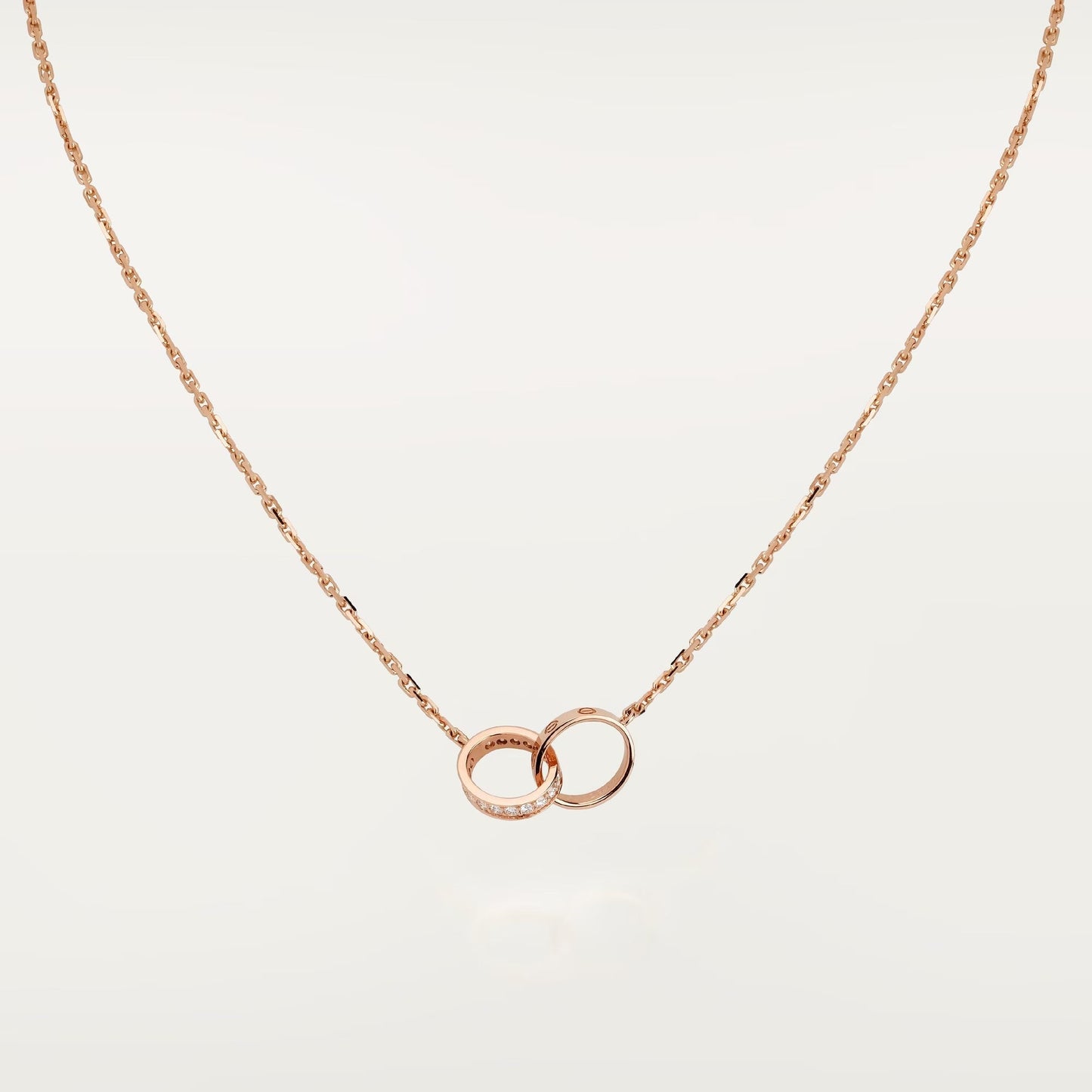 [Blue Tears Jewelry]LOVE DOUBLE RING HALF DIAMOND NECKLACE