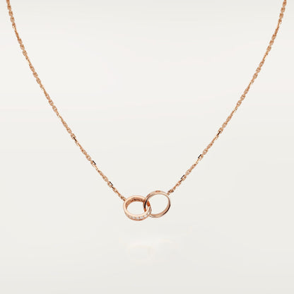 [Blue Tears Jewelry]LOVE DOUBLE RING HALF DIAMOND NECKLACE