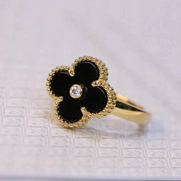 [BLAUE TRÄNEN]KLEE MALACHIT RING GOLD DIAMANT