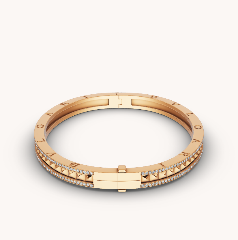 [BLUE TEARS]ZERO 1 SPIRAL AND PAVED DIAMOND GOLD BRACELET
