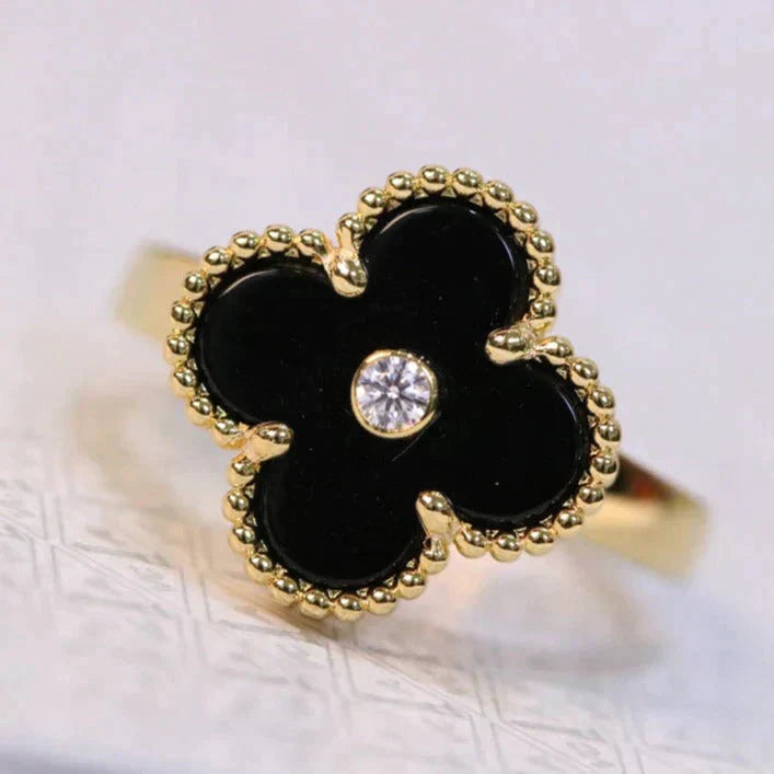 [BLAUE TRÄNEN]KLEE MALACHIT RING GOLD DIAMANT