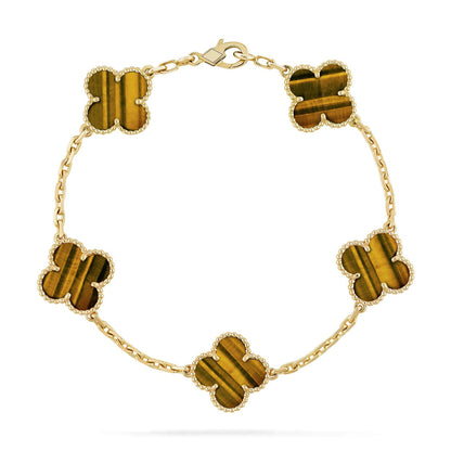 [BLUE TEARS] CLOVER 5 MOTIFS TIGER EYE BRACELET COLLECTION