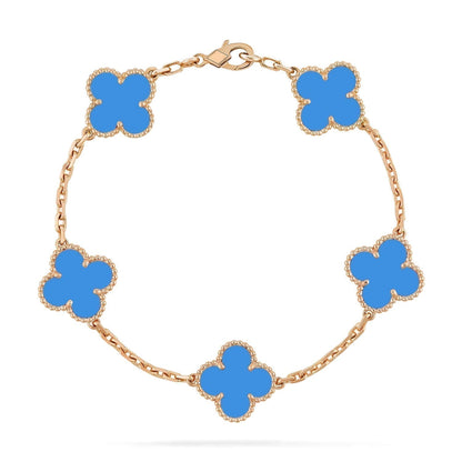[BLAUE TRÄNEN]KLEE 5 MOTIVE BLAUES ACHATARMBAND
