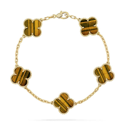 [BLUE TEARS]CLOVER  5 MOTIFS TIGER EYE BRACELET