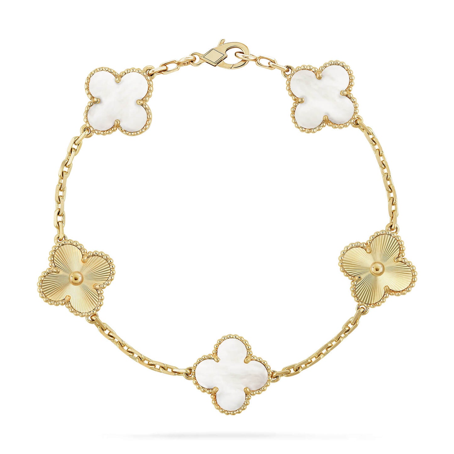 [BLUE TEARS]CLOVER 5 MOTIF WHITE MOP LASER BRACELET