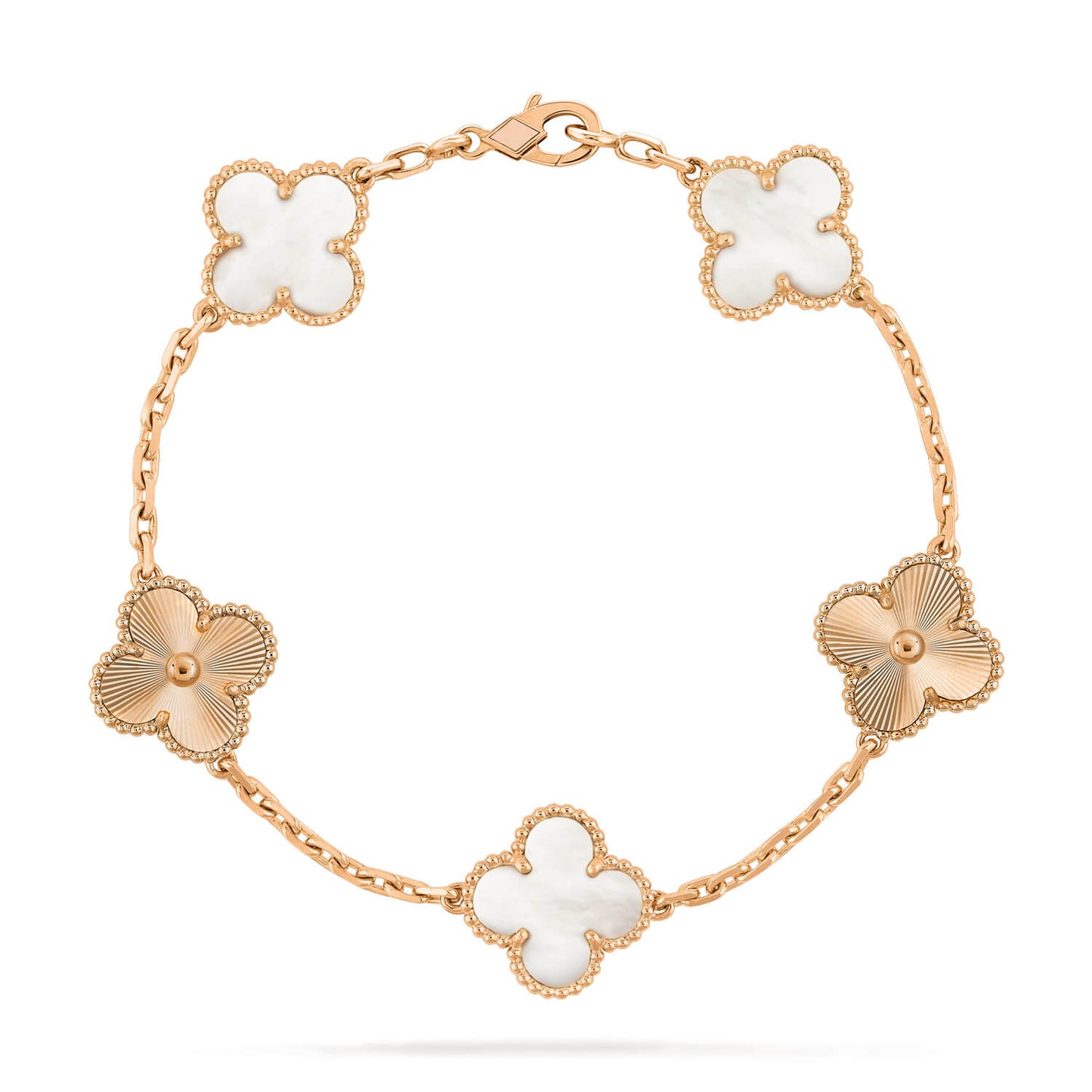 [BLUE TEARS]CLOVER 5 MOTIF WHITE MOP LASER BRACELET