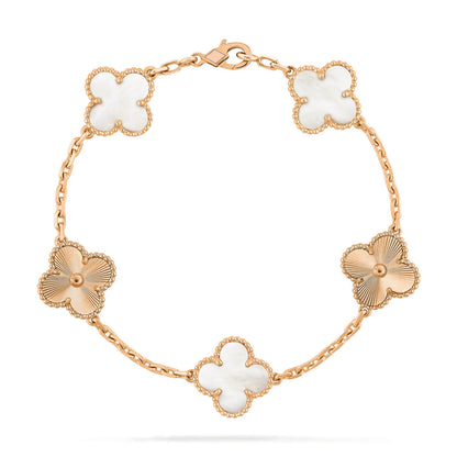 [BLUE TEARS]CLOVER 5 MOTIF WHITE MOP LASER BRACELET