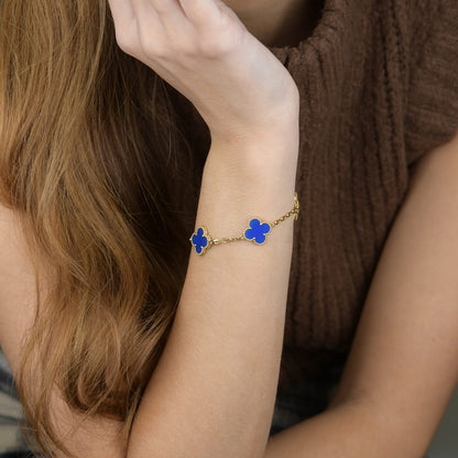 [BLAUE TRÄNEN]KLEE 5 MOTIVE BLAUES ACHATARMBAND