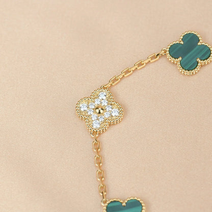 [BLUE TEARS] CLOVER 5 MOTIF MALACHITE BRACELET COLLECTION