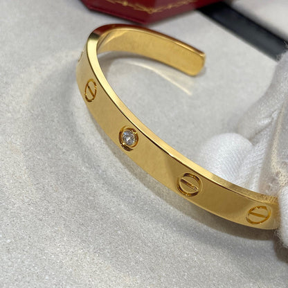 [Blue Tears Jewelry]LOVE BRACELET 6.1MM 1 DIAMOND OPEN CUFF