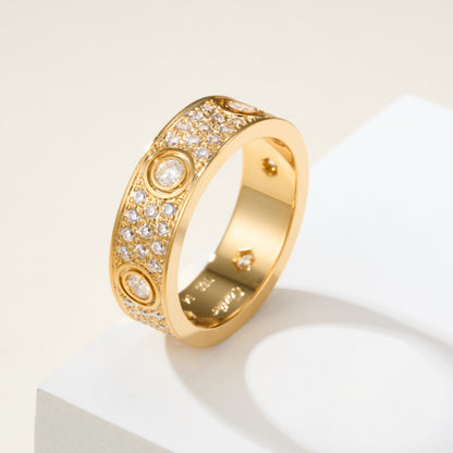 [Blue Tears Jewelry]LOVE 5.5MM FULL-PAVE 6-DIAMOND RING