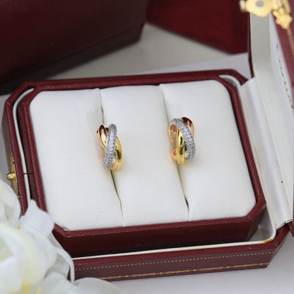 [Blue Tears Jewelry]TRINITY HALF DIAMOND  CLASSIC EARRINGS