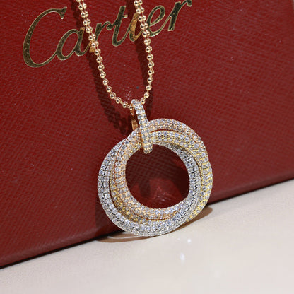 [Blue Tears Jewelry]TRINITY LARGE FULL DIAMOND  NECKLACE