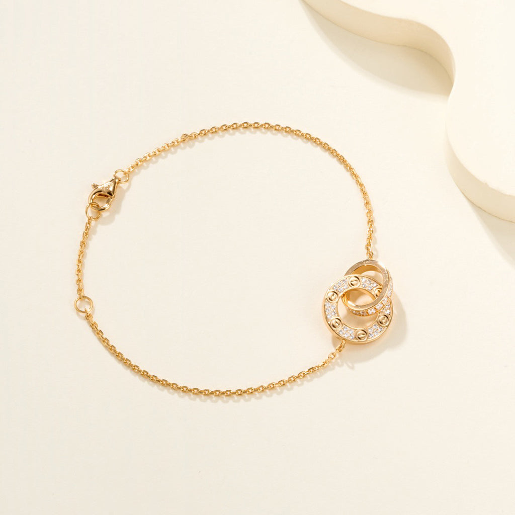 [Blue Tears Jewelry]LOVE DOUBLE RING FULL DIAMOND BRACELET