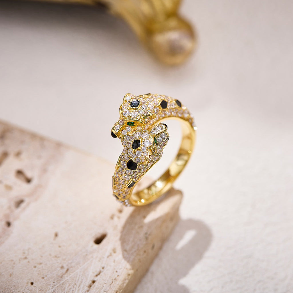 [Blue Tears Jewelry]PANTHERE DOUBLE HEADED FULL DIAMOND  RING