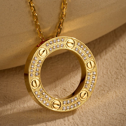 [Blue Tears Jewelry]LOVE NECKLACE 16MM  FULL DIAMOND