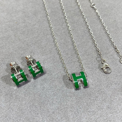 [BLUE TEARS]POP H GREEN NECKLACE SILVER AND GOLD