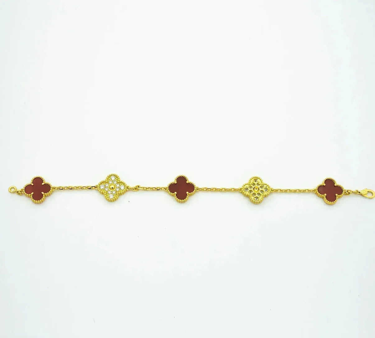 [BLUE TEARS] CLOVER 5 MOTIF RED CORNELIAN BRACELET COLLECTION
