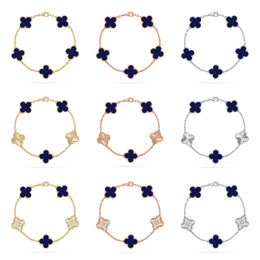 [BLUE TEARS]CLOVER 5 MOTIF LAPIS LAZULI BRACELET COLLECTION
