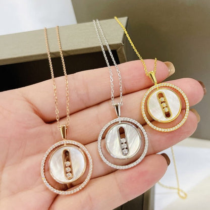 [Blue Tears Jewelry]LUCKY MOVE MM NACRE BLANCHE DIAMOND NECKLACE