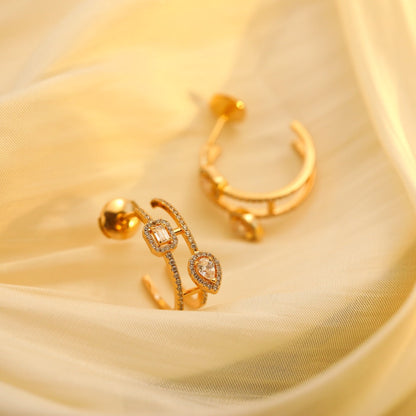[Blue Tears Jewelry]CREOLES MY TWIN 2 RANGS SILVER DIAMOND EARRINGS