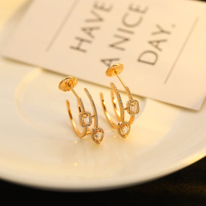 [Blue Tears Jewelry]CREOLES MY TWIN 2 RANGS SILVER DIAMOND EARRINGS