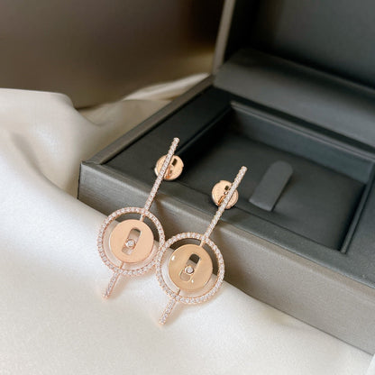 [Blue Tears Jewelry]LUCKY MOVE ARROW PINK GOLD DIAMOND EARRINGS