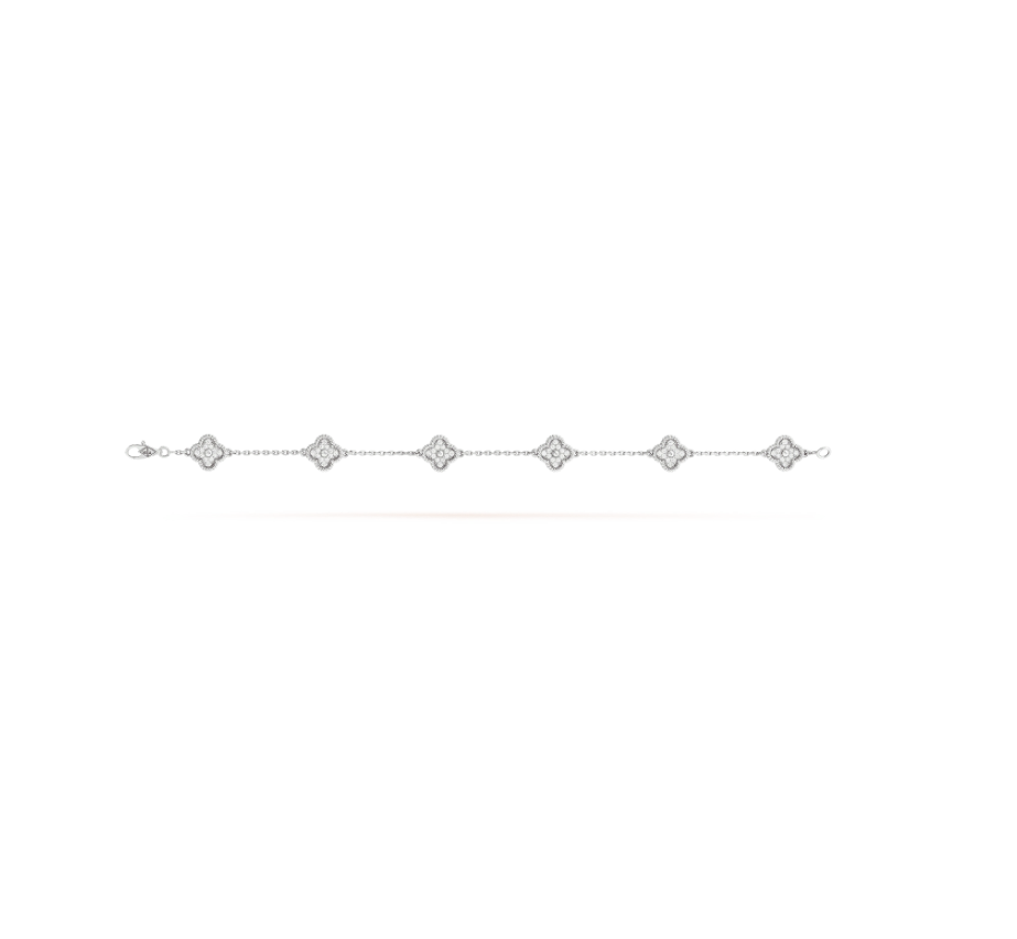 [BLAUE TRÄNEN] SILBERARMBAND MIT DIAMANTEN UND KLEEBLATT