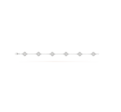 [BLAUE TRÄNEN] SILBERARMBAND MIT DIAMANTEN UND KLEEBLATT