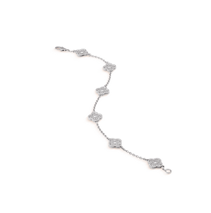 [BLAUE TRÄNEN] SILBERARMBAND MIT DIAMANTEN UND KLEEBLATT