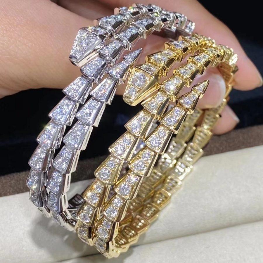 [BLUE TEARS]SERPENTI BRACELET GOLD DIAMOND DOUBLE ROW