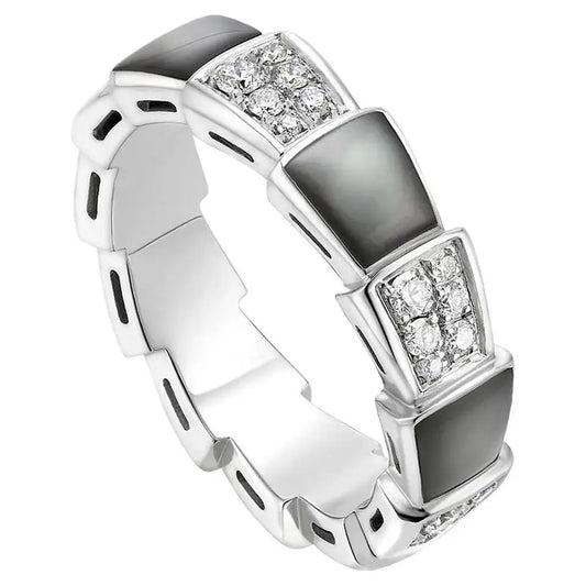 [BLUE TEARS]SERPENTI RING SILVER DIAMOND BLACK MOP 4MM