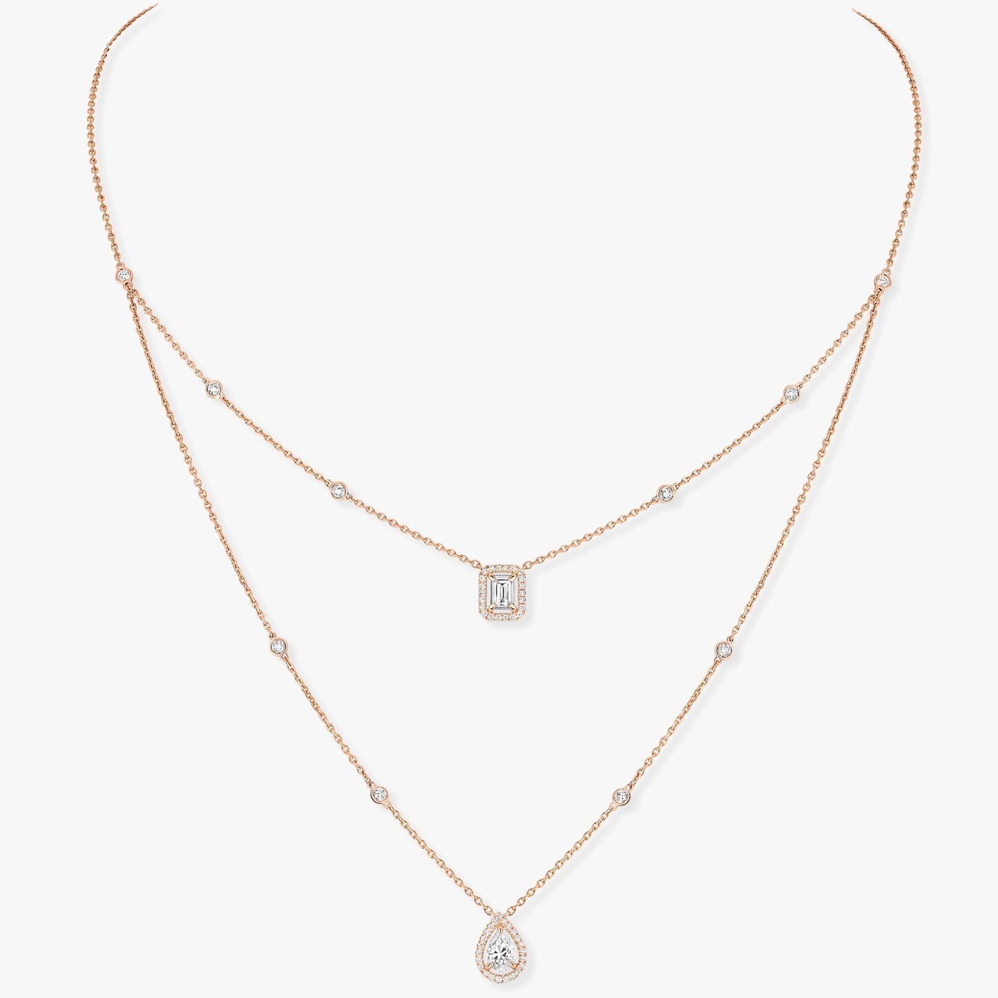 [Blue Tears Jewelry]MY TWIN 2 ROW DIAMOND NECKLACE