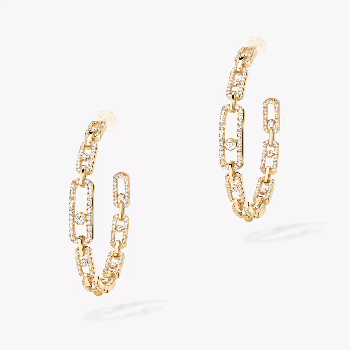 [[Blue Tears Jewelry]Move Link Diamond Hoop Earrings
