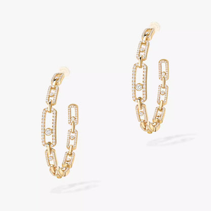 [[Blue Tears Jewelry]Move Link Diamond Hoop Earrings